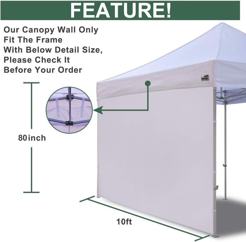Eurmax USA Instant Canopy SunWall Tent Sidewalls for 10x10 Pop Up Canopy Tent,1 Pack Sidewall Only (White) - Image 3